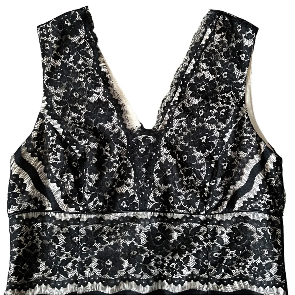 Talbots Dress Women’s Size 16 Black Beige Lace Sleeveless Shift - Picture 2 of 9